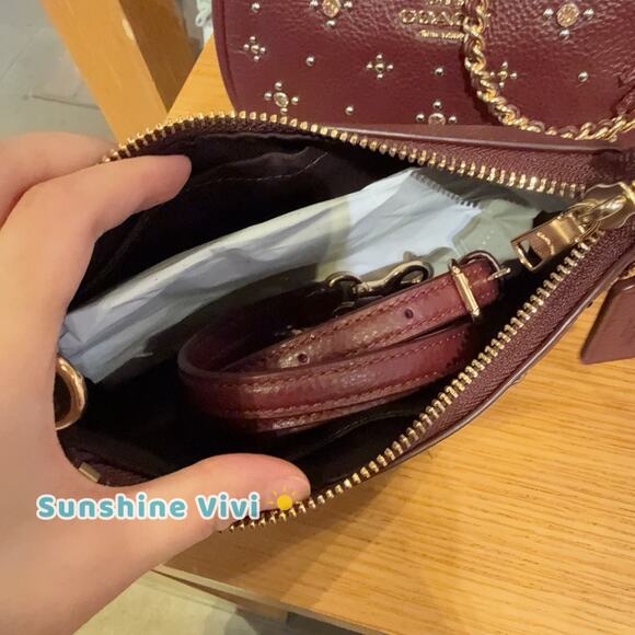 NWT Coach Teri Mini Crossbody Bag With Crystals CCE43 Dark Wine Leather Gift 🎁 - Picture 6 of 7